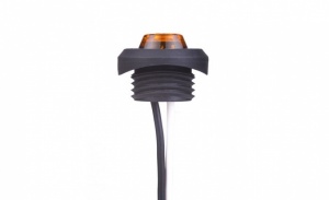 Amber Round Marker Lamp with curved pipe bracket   12-24v